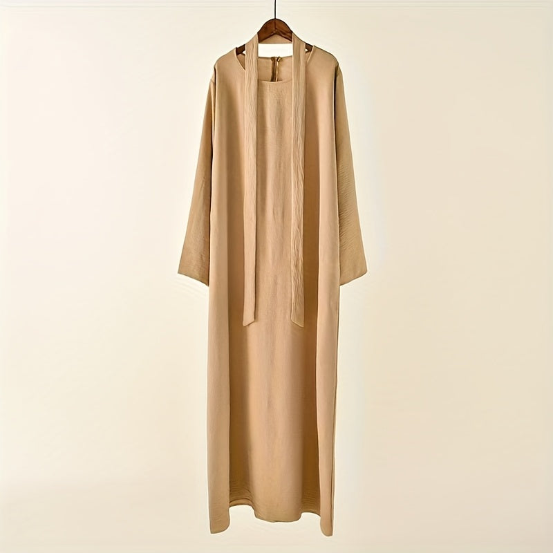 2pcs Muslim conservative Abaya Burqa + belt suit, long sleeve burqa, comfortable, versatile - suitable for formal occasions and Women's wear Eid al-Fitr