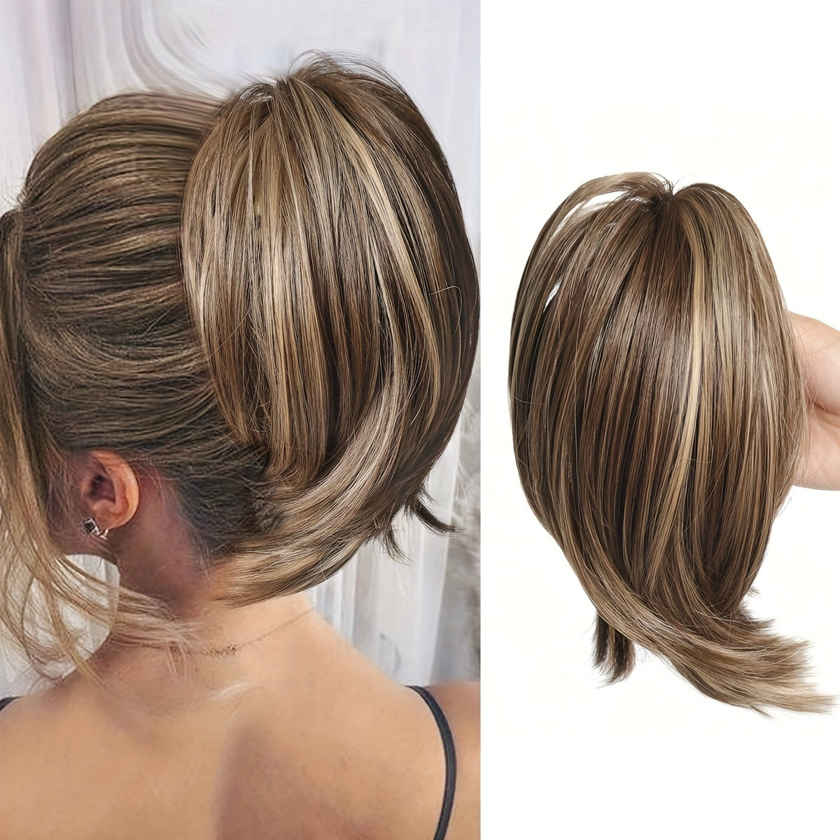 Messy Bun Hair Clip For Women | Straight Ponytail Extension 8inch Black