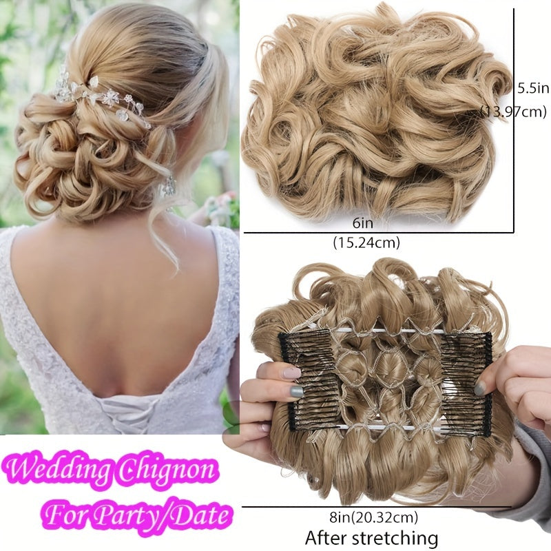 Curly Bun Extensions Scrunchie Combs In Messy Bun Hair Piece For Women