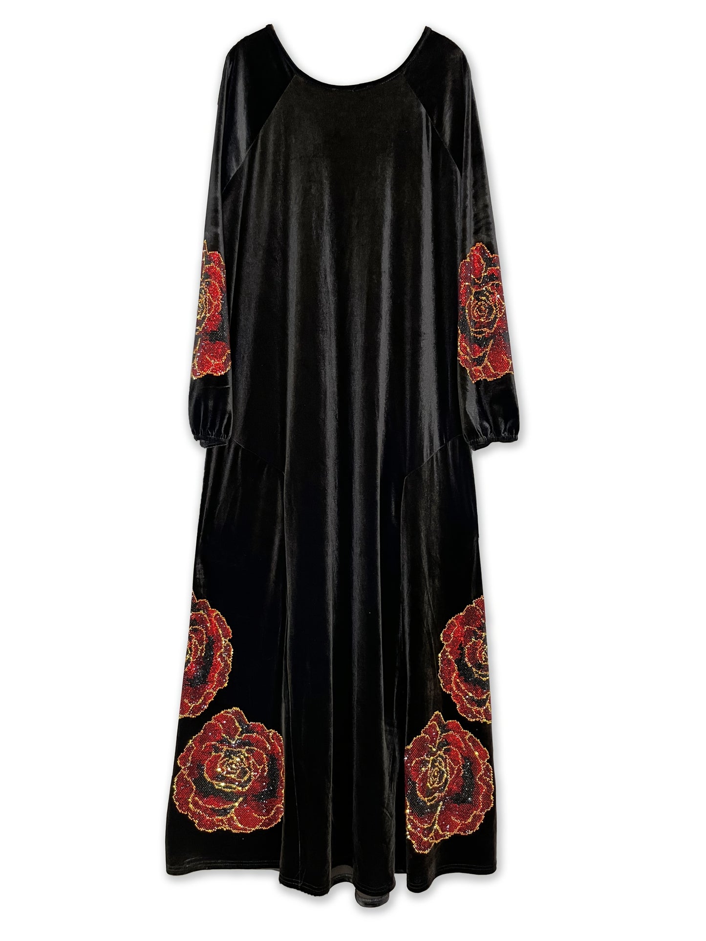 Rhinestone Robe Muslim Islamic Pakistani/Turkish Women's Rhinestone Abaya with Garden Collar Eid Ramadan Dubai Fashion Turkish Malay Long Skirt