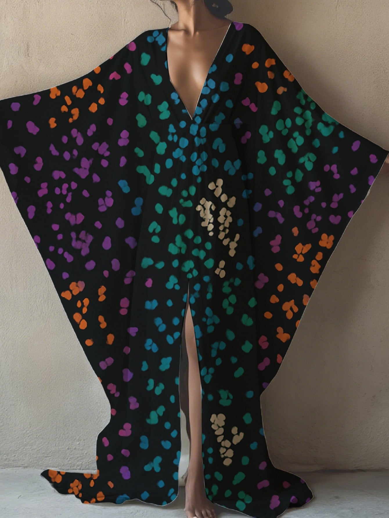 Women's Japanese Kimono Abaya - Lightweight Long Cardigan with Wide Sleeves & Open Front, Boho Floral wrap-around belt - Non-Transparent Maxi Gown for Beach, Home, Formal Events