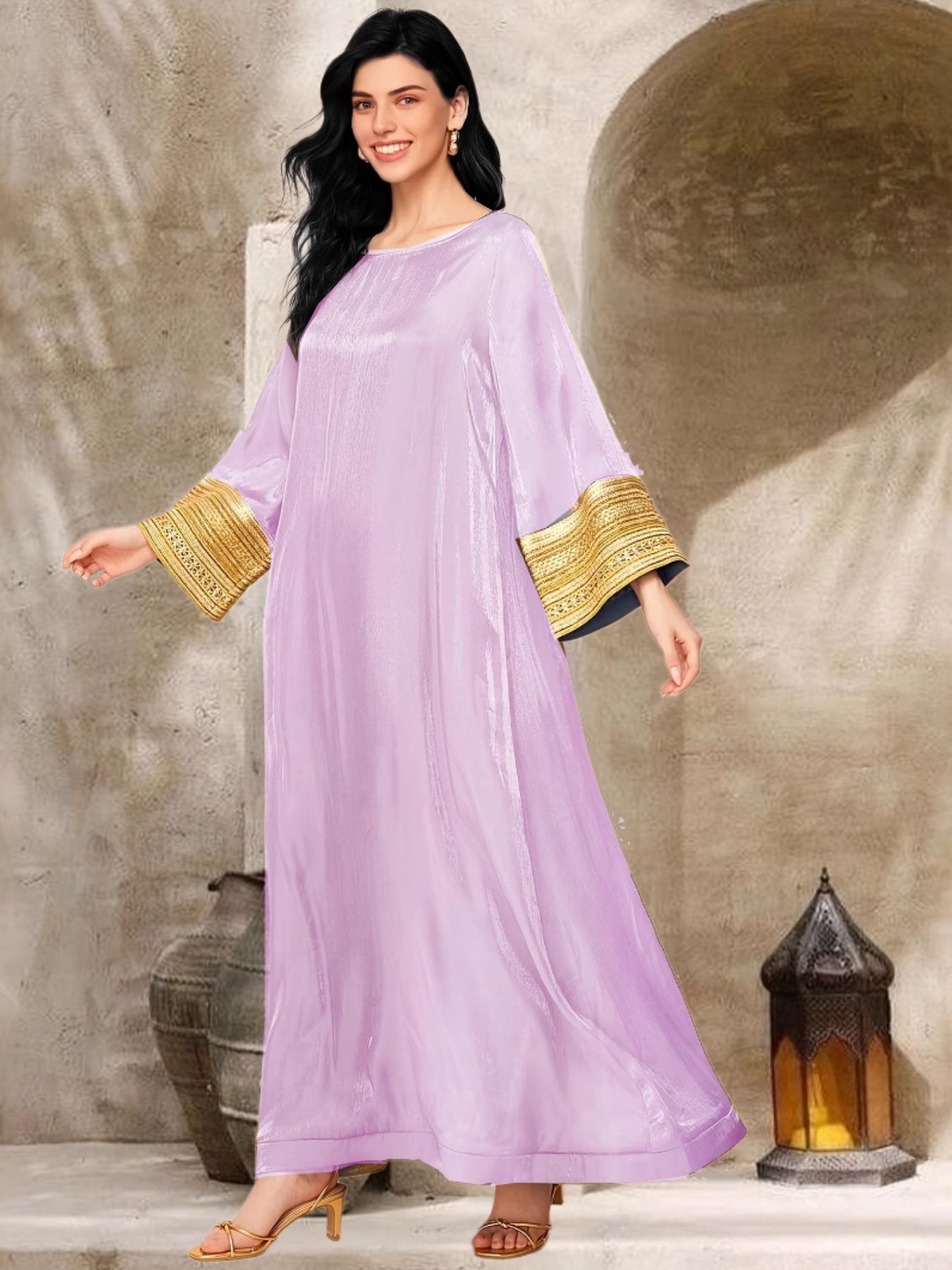 Women's Islamic Arabic Abaya Dress - Long Sleeve Elegant Muslim Dress with Floor-length Coverage, Loose Swing skirts for Everyday & Special Occasions