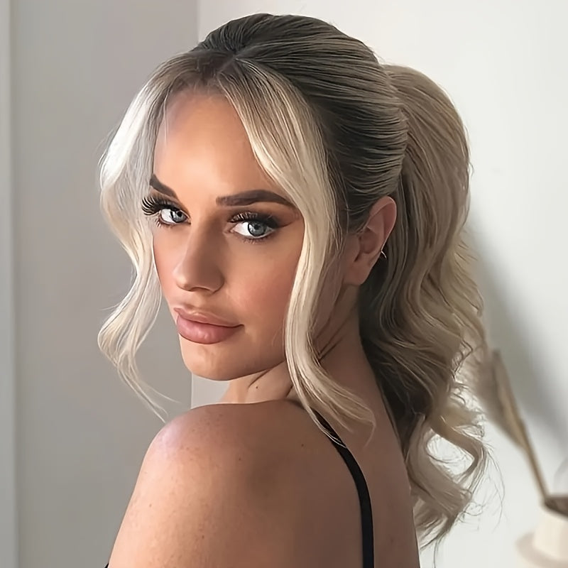 2pcs Cool Light Blonde Wavy Curly Long Side Clip-In Bangs