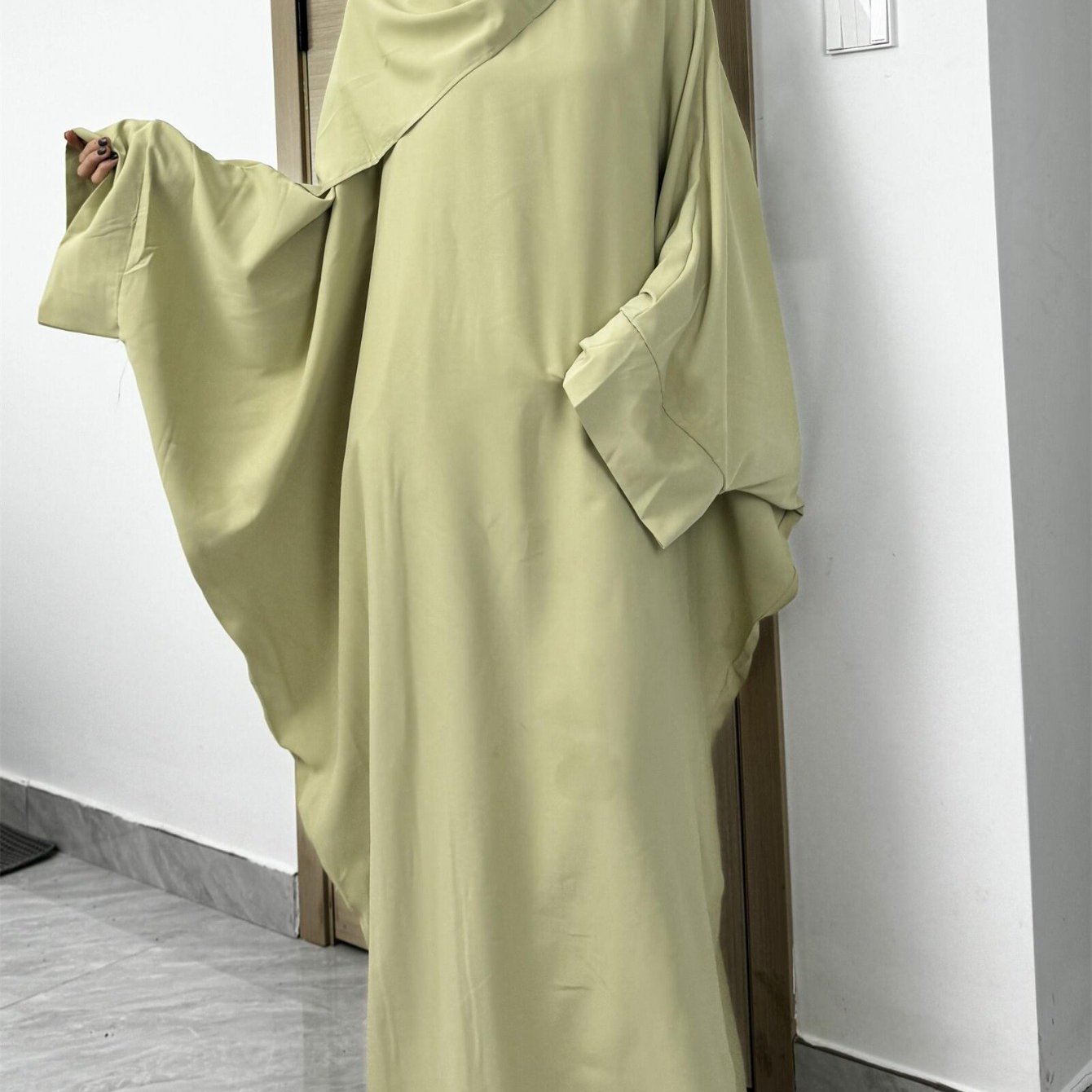 Plus Size Middle Eastern Loose Long Robe Prayer Jilbaab Dress with Matching Headscarf Two-piece Abayas Ethnic Clothing Islamic Conservative Dresses Long Skirt