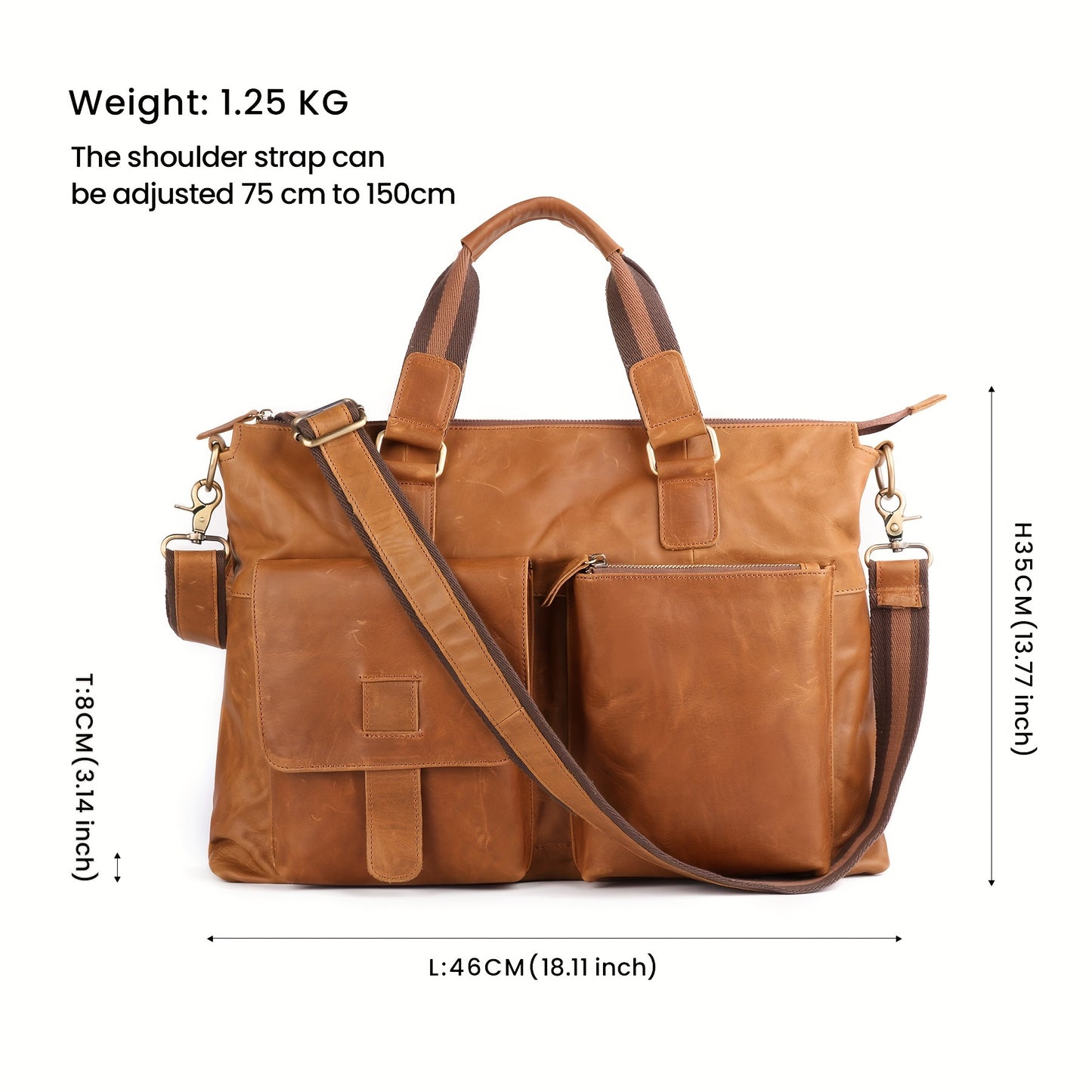 Leather Laptop Messenger Bag for Men, 18 Inch Laptop Bag, Crossbody Bag Men