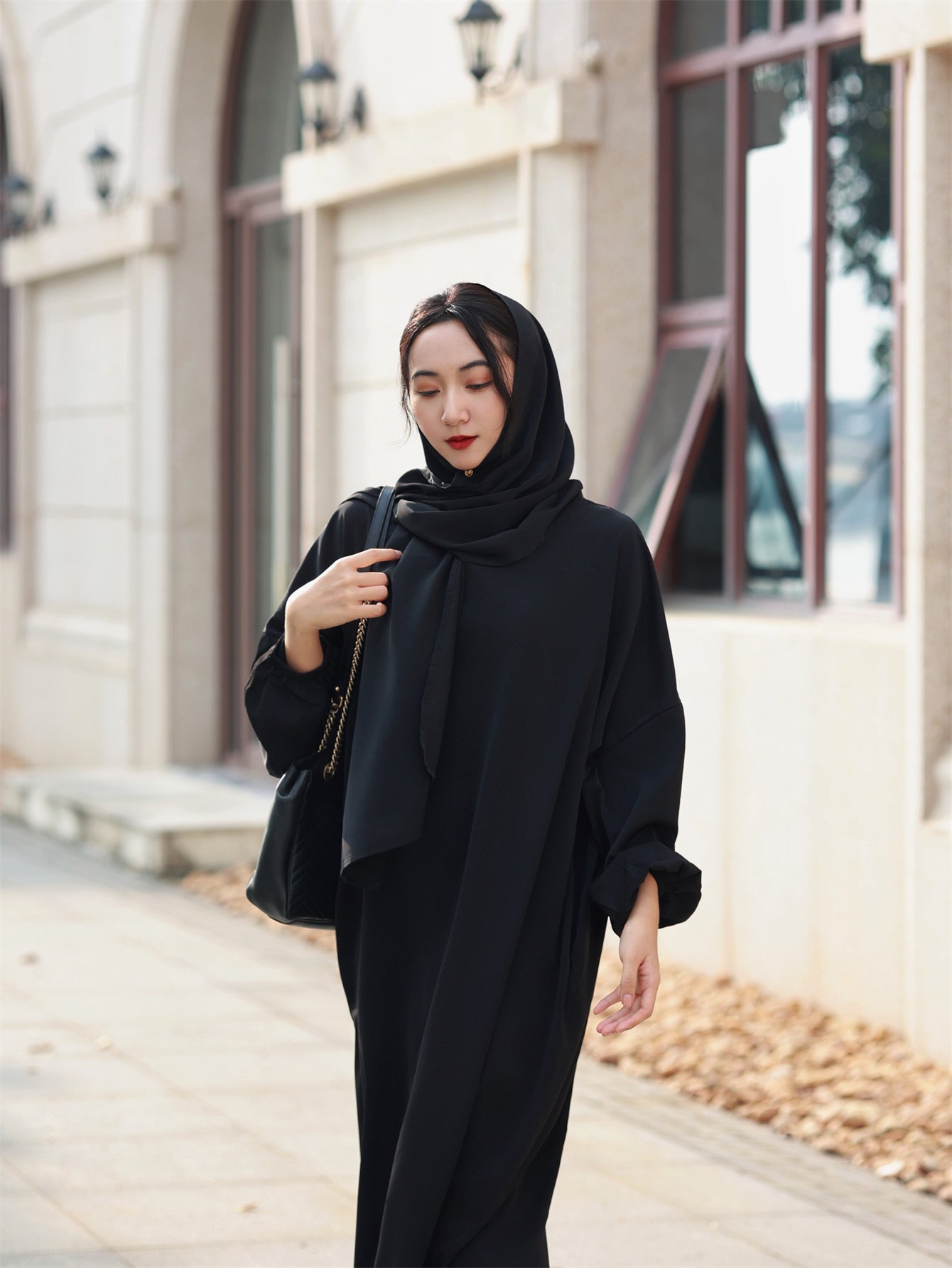 Women'S Loose Modest Jibab Abaya with Headscarf - Long Sleeve, Polyester, Non-Stretch Fabric | Ideal for Ramadan and Daily Wear, Casual Style, Allseason Abaya | Elegant Abaya | Polyester Abaya