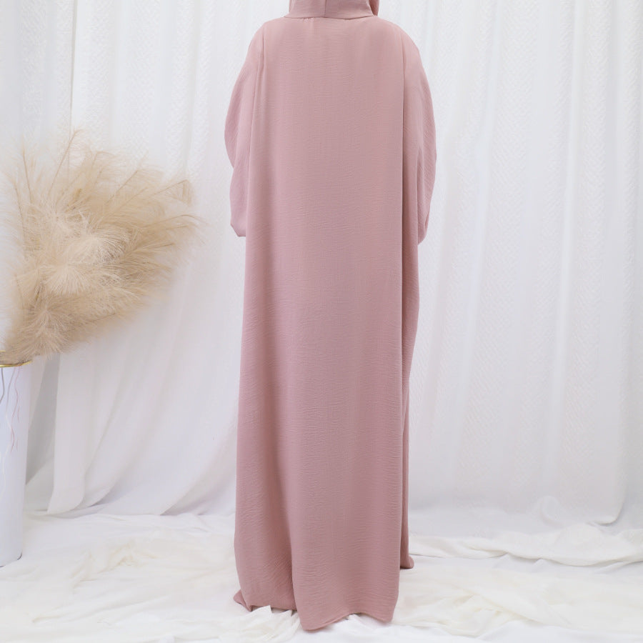 Women's Islamic Prayer Dress & Modest Jibab Abaya - Soft Pink (Pastel) Full Coverage Hijab Robe with Sleeves, for Ramadan, Travel, Daily Prayer - Muslim Kaftan, Muslimah Clothing, Modestwear Outfit, Elegant Drape, Breathable Fabric