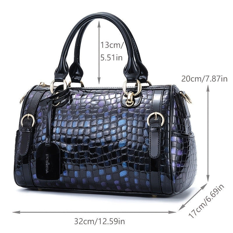 Crocodile Leather Crossbody Bags For Women, Large Leather Duffel Handbags For Women, Luxury Designer Bag, Over Shoulder Bag, Genuine Leather Large Tote Bag, Large Capacity