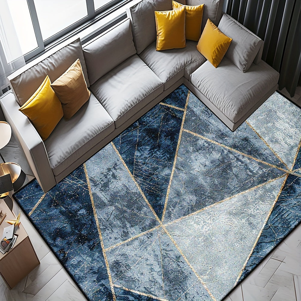 Washed Bottom Imitation Cashmere, Weight 1200G Per Flat, Thickness 1pc, Machine Washable Geometric Pattern Carpet, Medium Thickness Polyester Rug, Suitable for Indoor