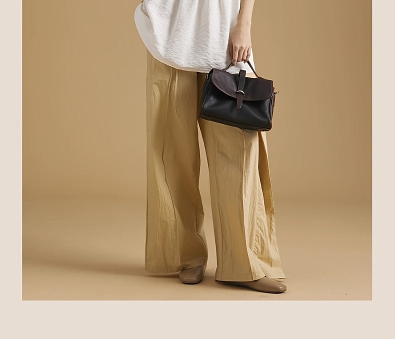 Genuine Leather Satchel Postman Cow Genuine Leather Vintage Postman Bag Women's Commuting Single Shoulder Crossbody Bag Niche Bag