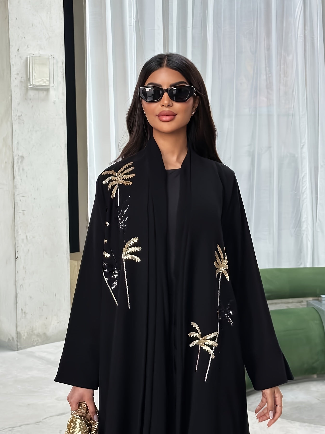 New Hot Middle Eastern Muslim Women's Kaftan Abaya: Black Turkish-Style Elegant Long Dress with Beadwork, Ethnic Party Evening Gown for Ladies