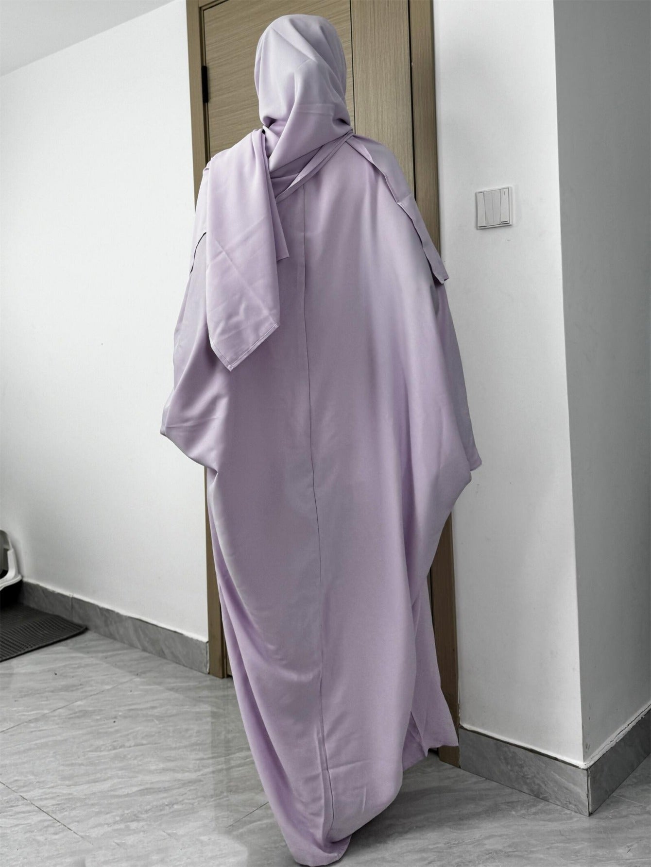 Plus Size Middle Eastern Loose Long Robe Prayer Jilbaab Dress with Matching Headscarf Two-piece Abayas Ethnic Clothing Islamic Conservative Dresses Long Skirt