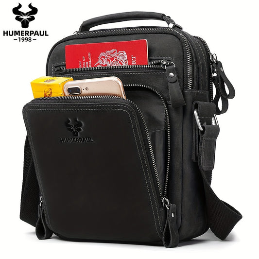 Top Layer Leather Men's Shoulder Bag High-quality Crazy Horse Leather Diagonal Crossbody Bag Waxed Leather Messenger Bag Men's Bag