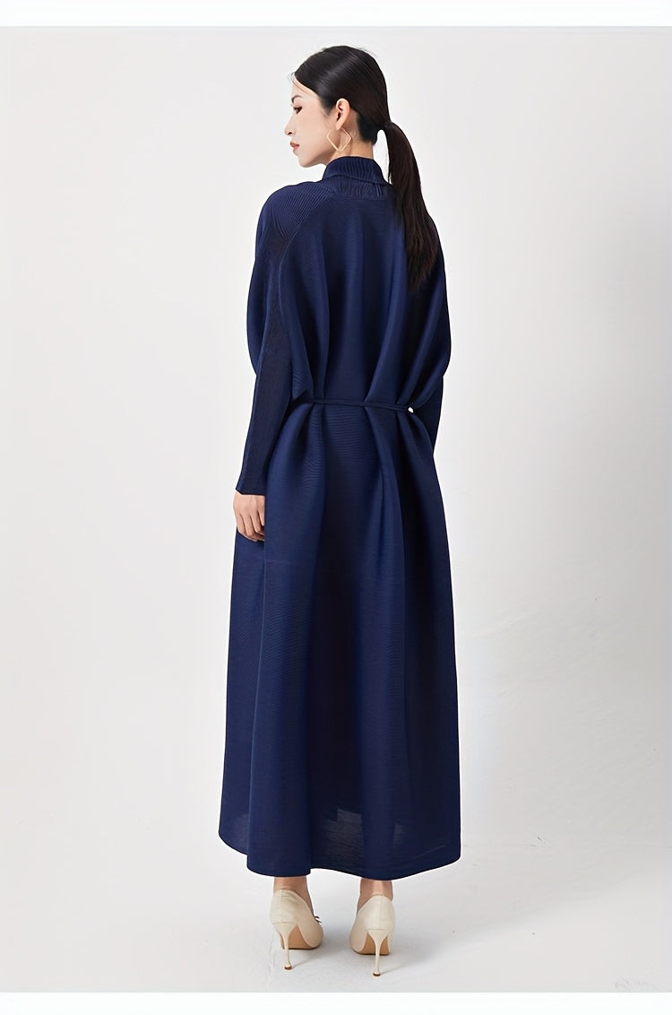Elegant Women's Loose-Fit Long Sleeve Emirati Abaya with Turn- Collar - Brown, High-Stretch Fabric, Full-Length Pants, Perfect for Spring & Fall, Muslim Dress, Muslim Dress | Loose Fit Abaya