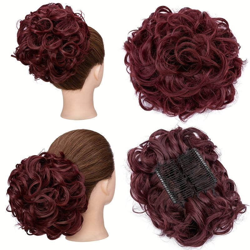 Curly Bun Extensions Scrunchie Combs In Messy Bun Hair Piece For Women