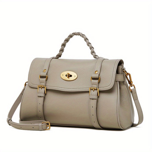 Genuine Leather Mailman Bag, Cowhide Handbag, Shoulder Crossbody Bag, Tote Bag, Women'S 2025 New Commuting Briefcase