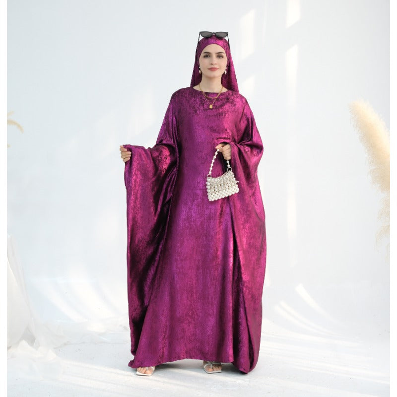 Elegant Turkish Abaya Dress - Spliced Dubai Style, Long Sleeve, Floor-Length, Polyester, Green, Blue, Black, White, Beige, Brown, with Golden Accents, Perfect for Formal Events, Formal Attire