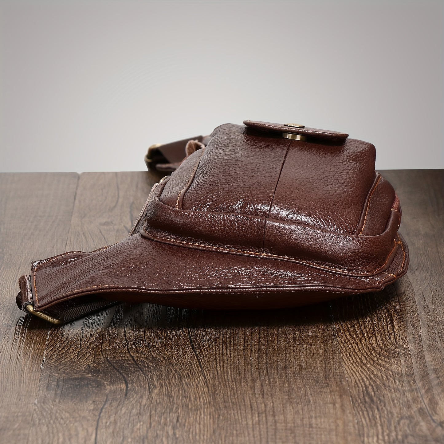 Genuine Leather Sling Bag for Men & Women - Adjustable 41.33" Crossbody Chest Pack with Multiple Zippered Compartments