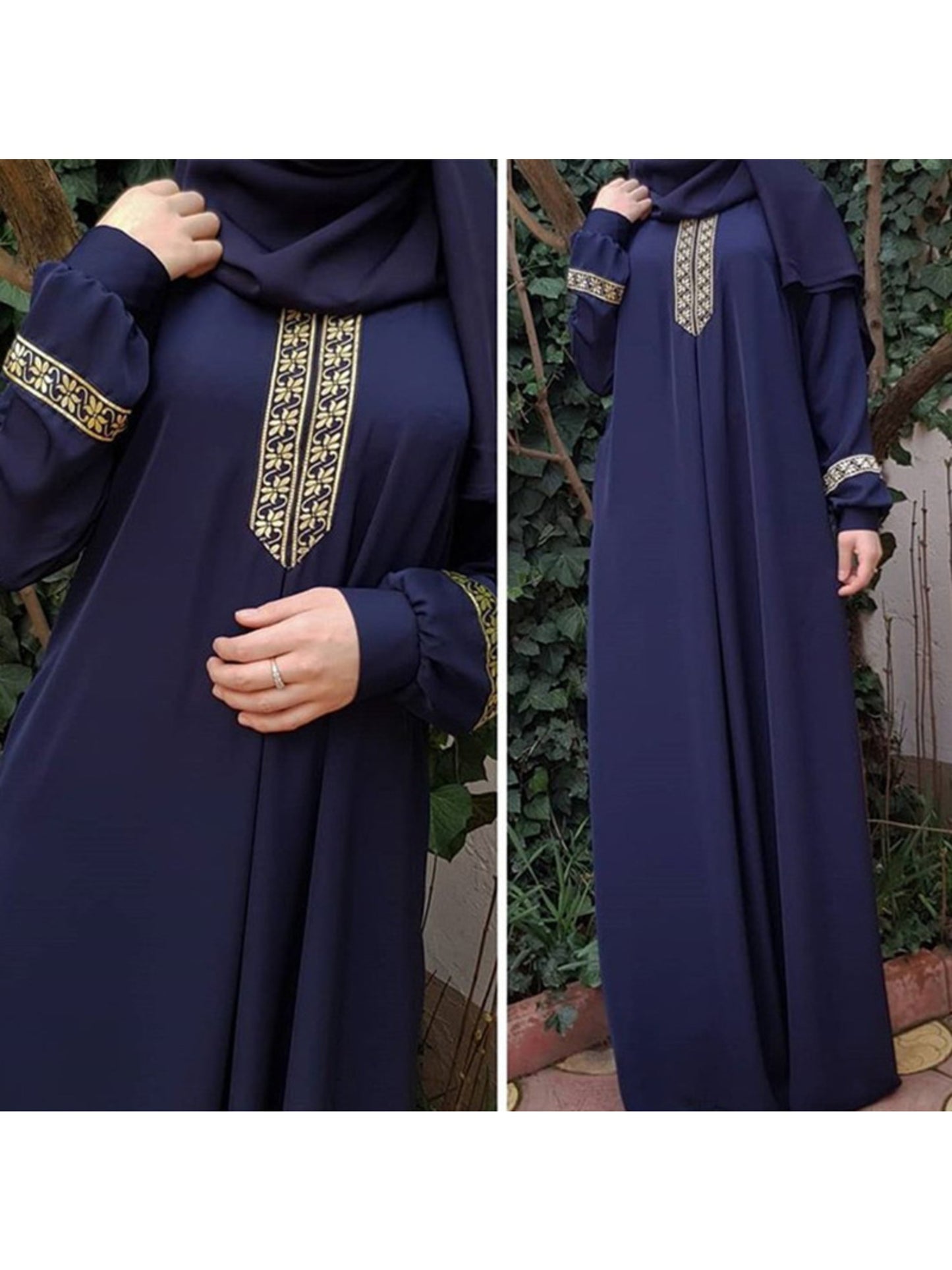 Plus Size, Women's Islamic Palestinian Abaya - Long Abaya Gown with Zipper Closure, Elegant Black Islamicrobe for Everyday & Special Occasions, Machine Washable Muslim Formal Attire, Modest Fashion