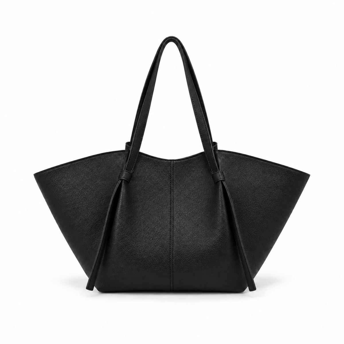 Black Winged Leather Everyday Shoulder Tote