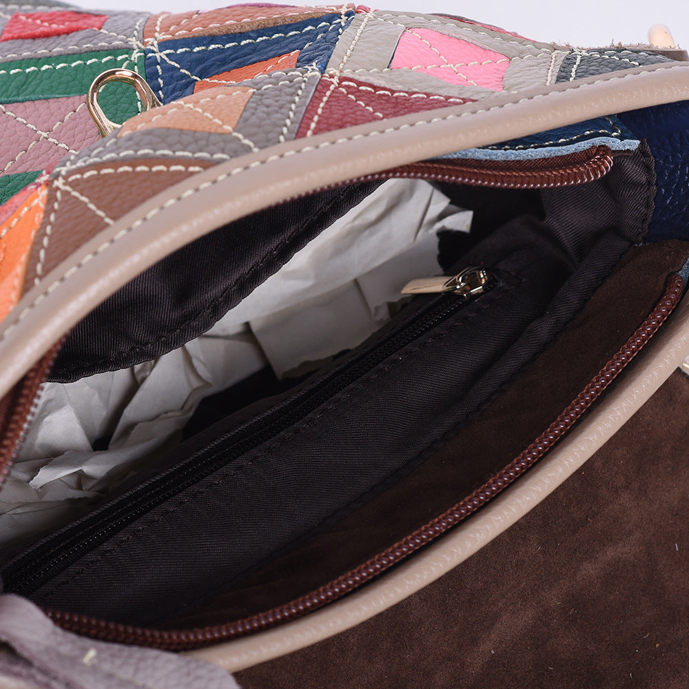 New Genuine Leather Women's bag with cowhide colored casual bag cover for Women's one-shoulder crossbody fashionable small square bag