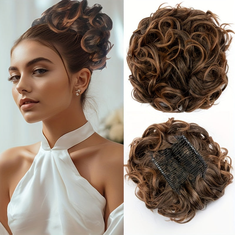 Curly Bun Extensions Scrunchie Combs In Messy Bun Hair Piece For Women
