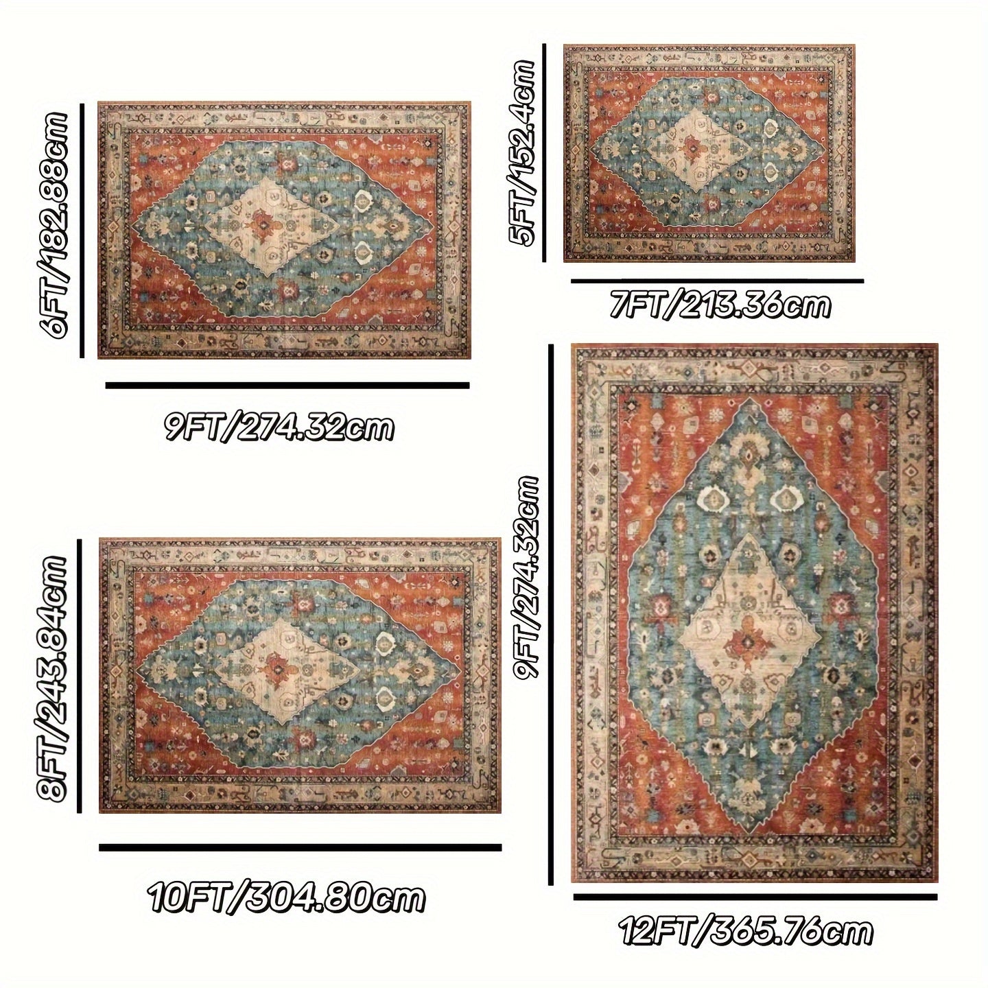 Extra Large Area Mat - Non-Slip Backing & Machine Washable Soft Carpet, Extra Large Floor Mat (Over 70.87inch) for Living Room, Bedroom, Office - Red/Blue/Beige/Black/Teal/Orange/White/Gray/ - Durable Polyester Rug for Modern