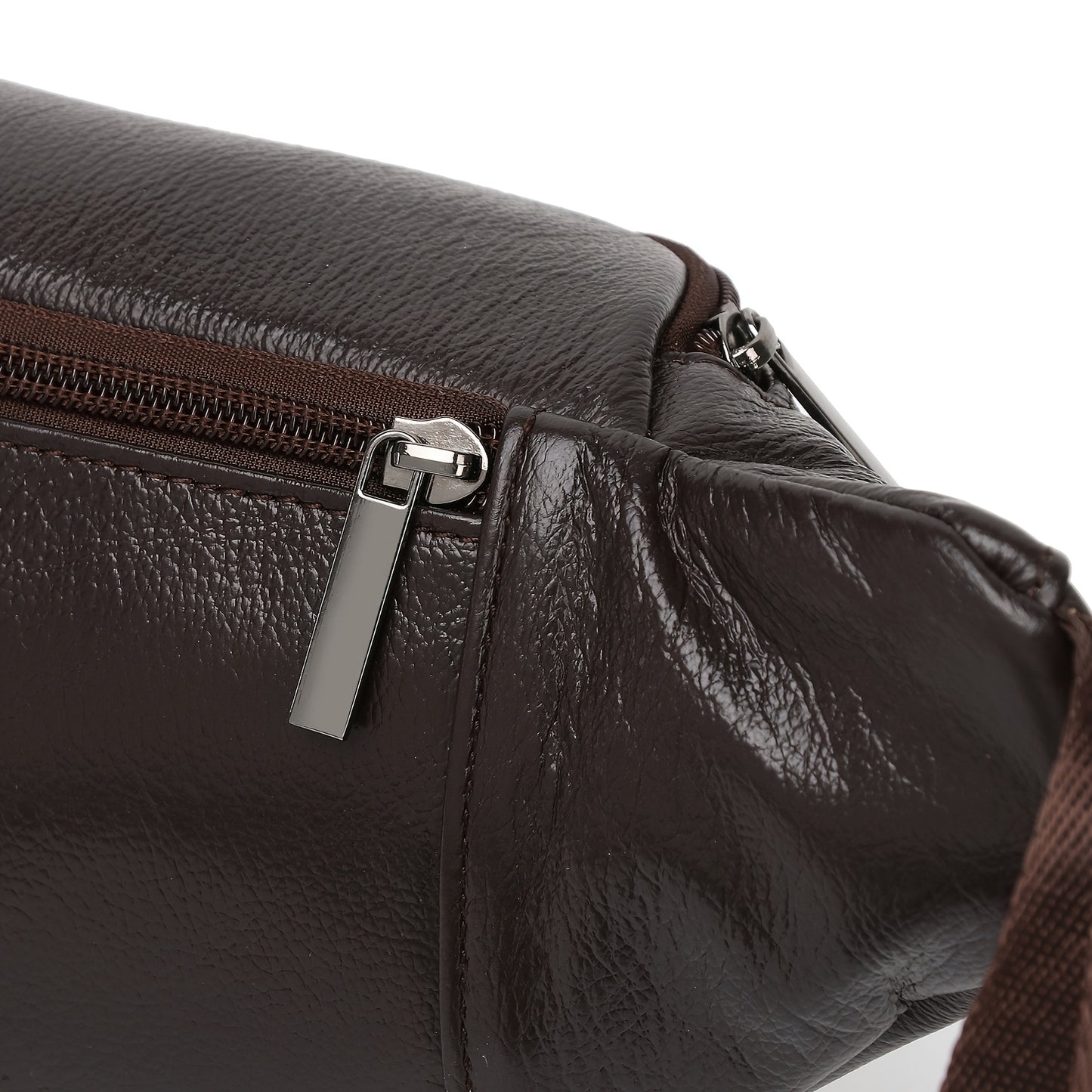 Men's Genuine Leather Belt Bag, Casual Top Layer Cowhide Fanny Pack, Black, with Adjustable 35.43inch Strap, Crossbody