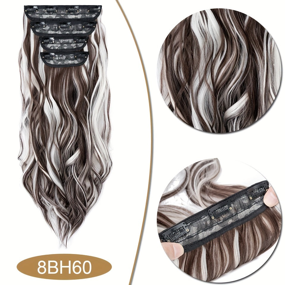 4Pcs/set 22inch Long Curly Hairpieces Ombre Hairpieces for Women