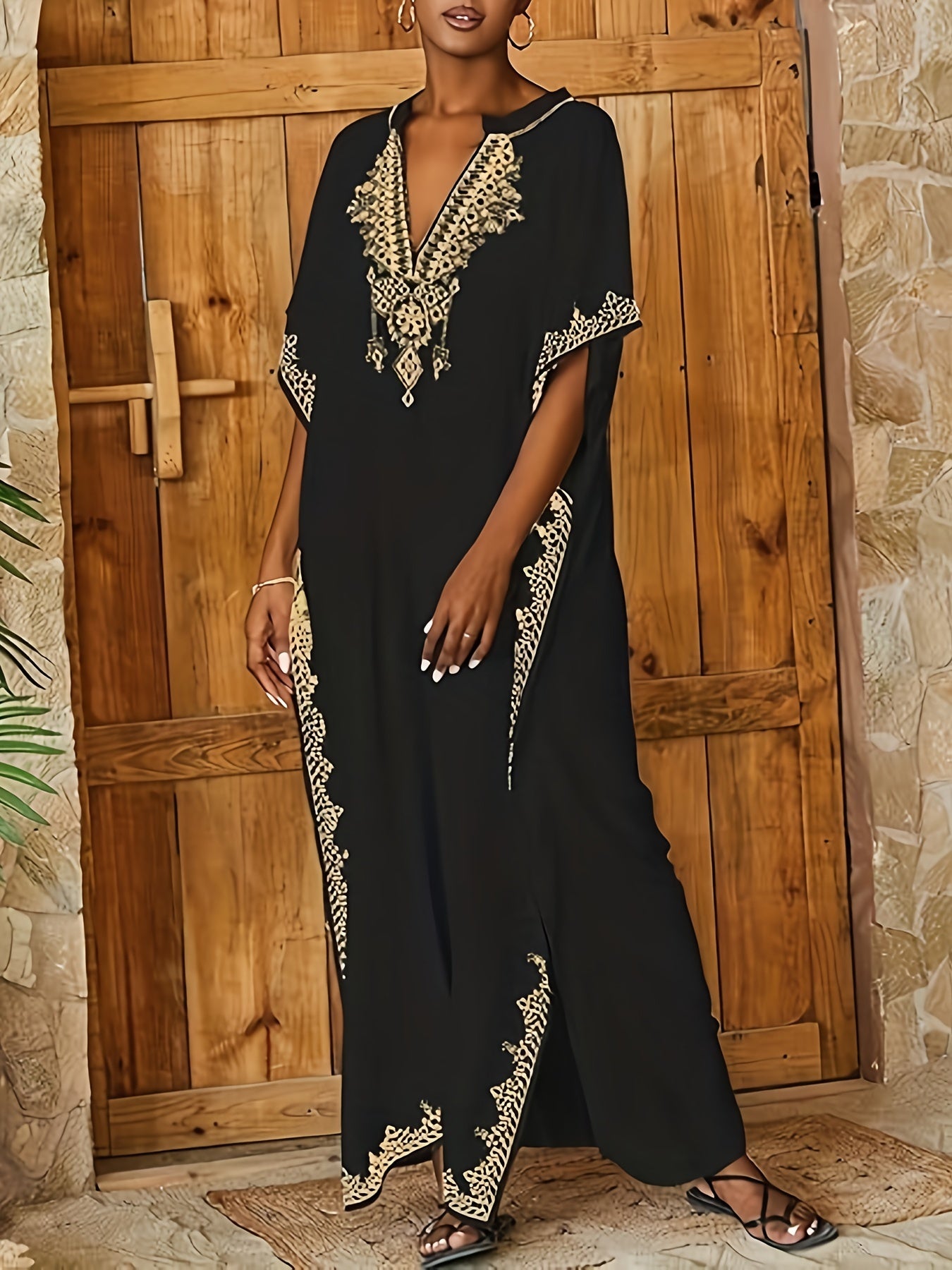 Kaftan Dresses For Women Swimsuit Coverup Plus Size Beach Caftan Cover Ups For Swimwear Embroidery