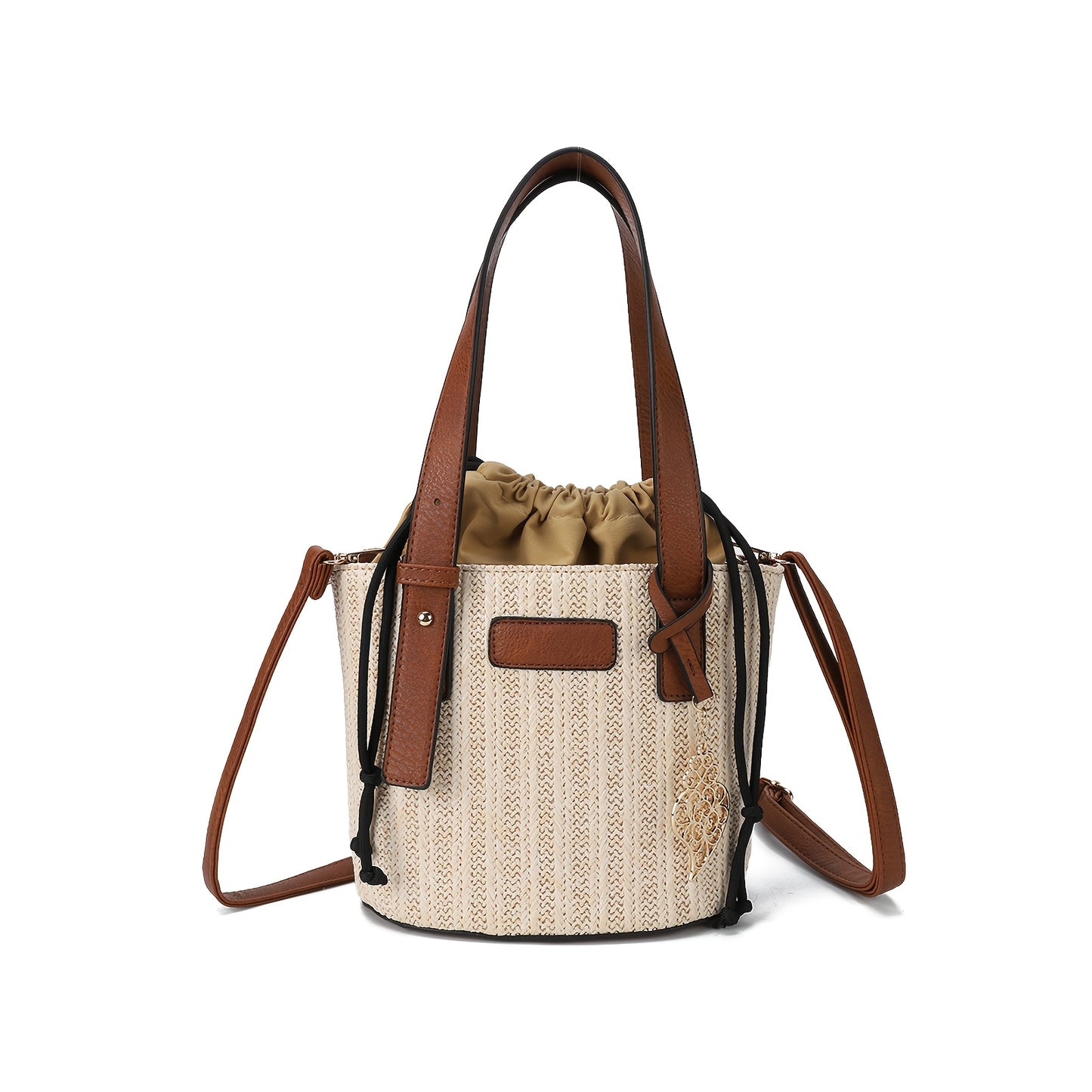 High Quality Hand-woven Straw Women's Bucket Bag | New Vintage Niche Design Fashion Casual Single Shoulder Crossbody Handbag