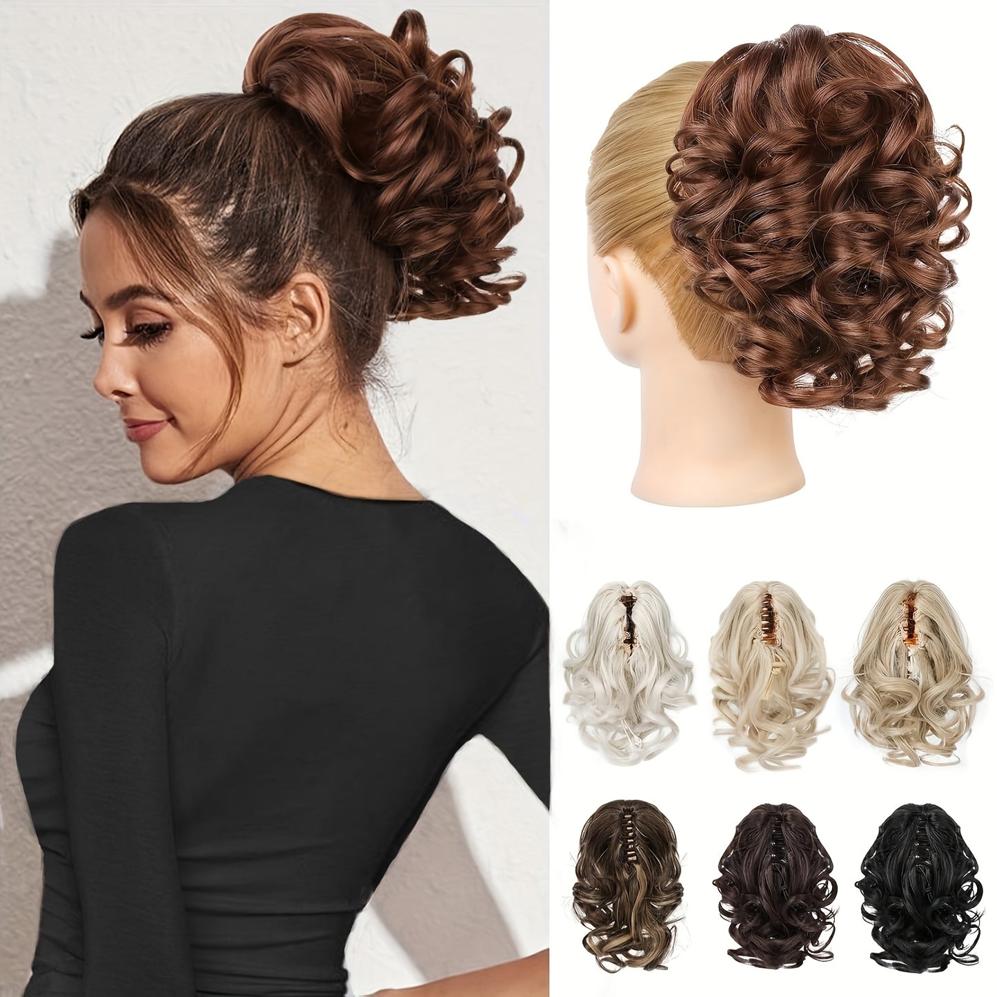 8 Inch Wavy Clip-In Ponytail | Jumbo Claw Clip Synthetic Hair Extensions for Women