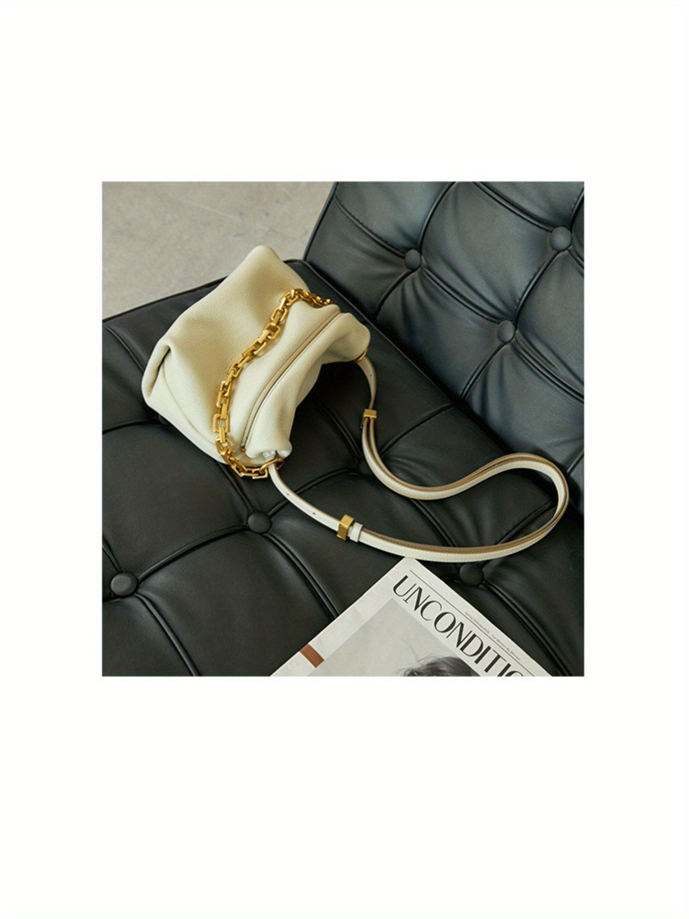 2025 New Women's Bag, Leather Crossbody Pleated Cloud Messenger Bag, Fashionable Chain Dumpling Bag, Single Shoulder Crossbody Bag