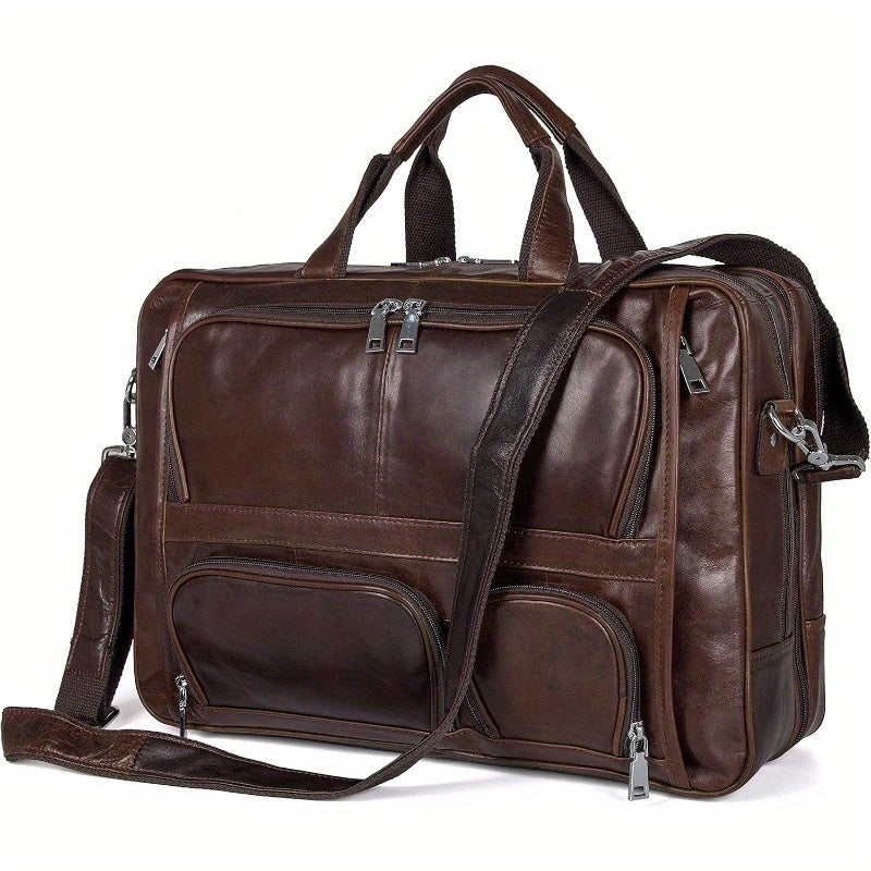 Business Travel Briefcase Leather Duffel Bags for Men Laptop Bag fits 15.6 inches Laptop