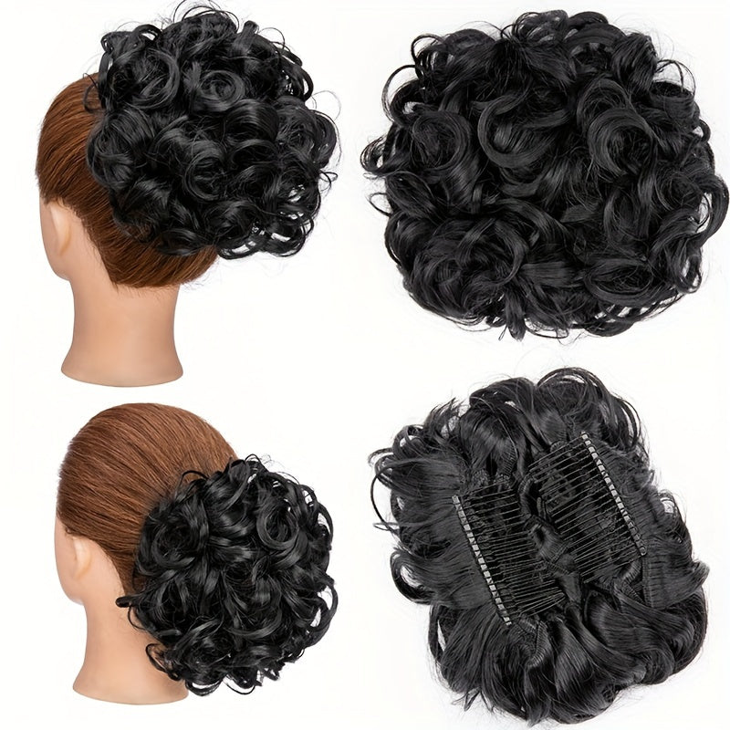 Curly Bun Extensions Scrunchie Combs In Messy Bun Hair Piece For Women