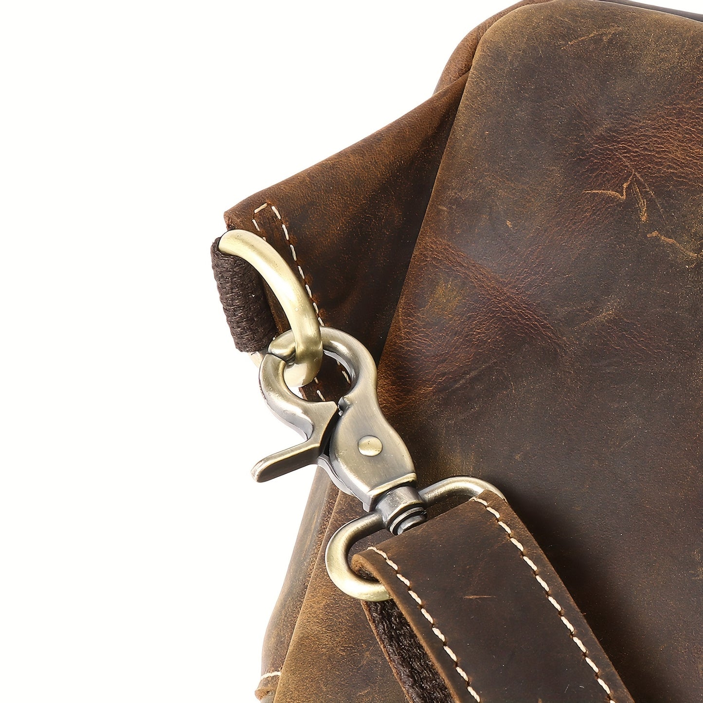 Full Grain Cowhide Leather Vintage Sling Chest Shoulder Bag Retro Hiking Crossbody Casual Daypack - Durable & Stylish - For Men & Women