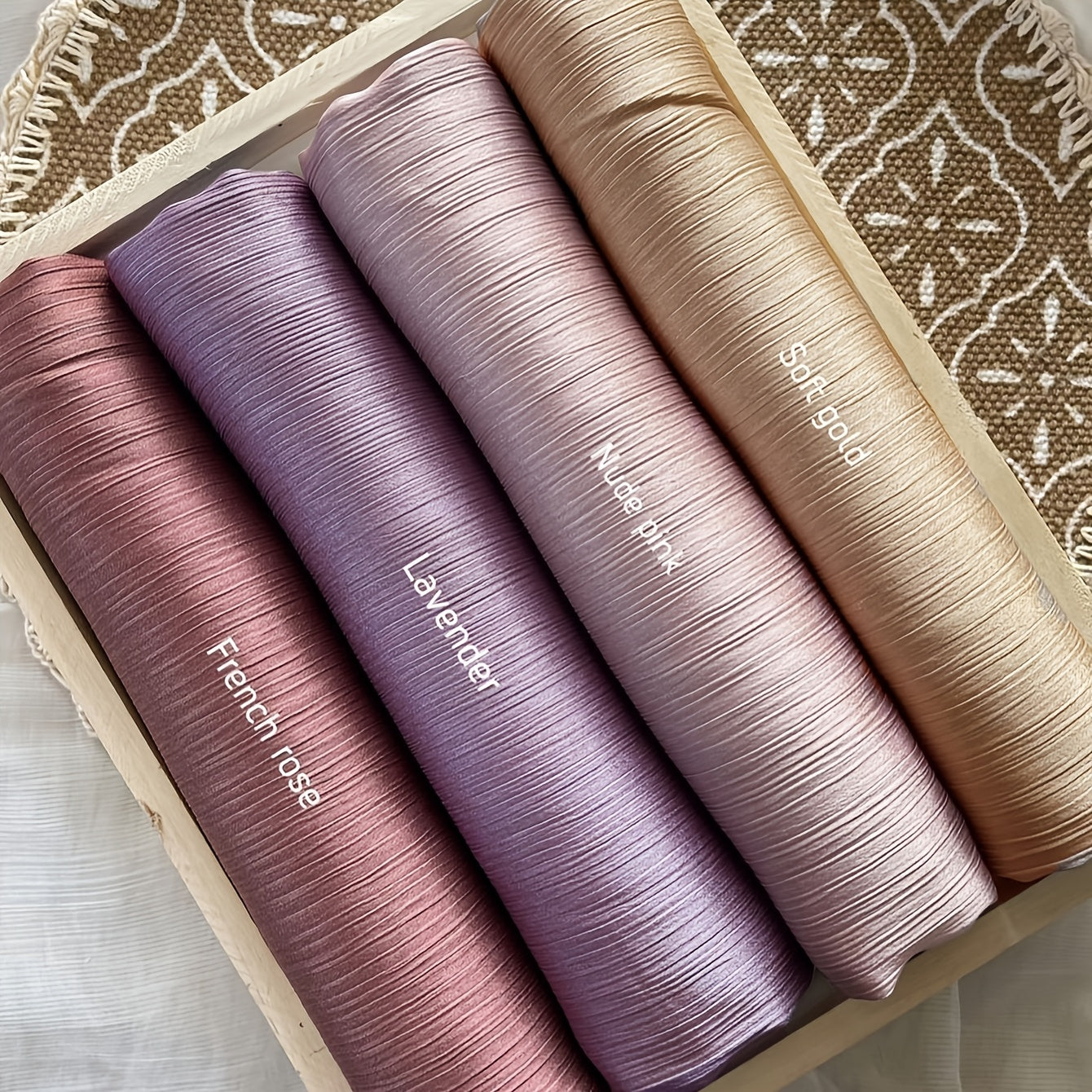 Ladies Elegant Solid Color Bamboo Woven Hijab Scarf | 4pcs/PC | Polyester | Hand Wash or Professional Dry Clean | for Ramadan | Elegant