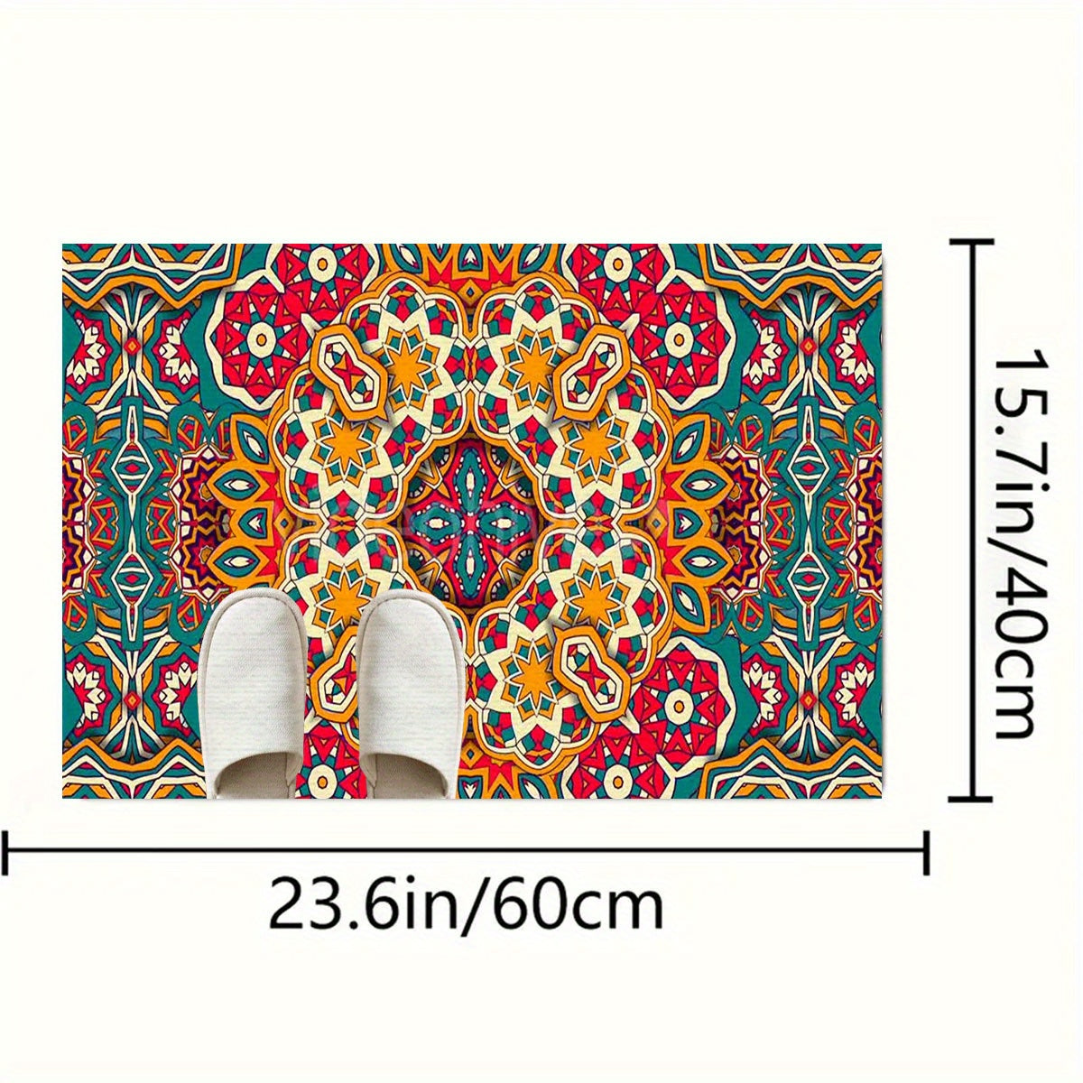 1pc Anti-Slip Machine Washable Entrance Carpet,Rug - Super Soft 100% Polyester Bohemian Floral Mat with Rubber Backing, Lightweight Indoor/Outdoor Mat for Kitchen