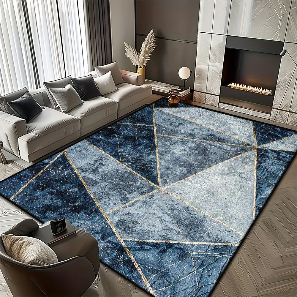 Washed Bottom Imitation Cashmere, Weight 1200G Per Flat, Thickness 1pc, Machine Washable Geometric Pattern Carpet, Medium Thickness Polyester Rug, Suitable for Indoor