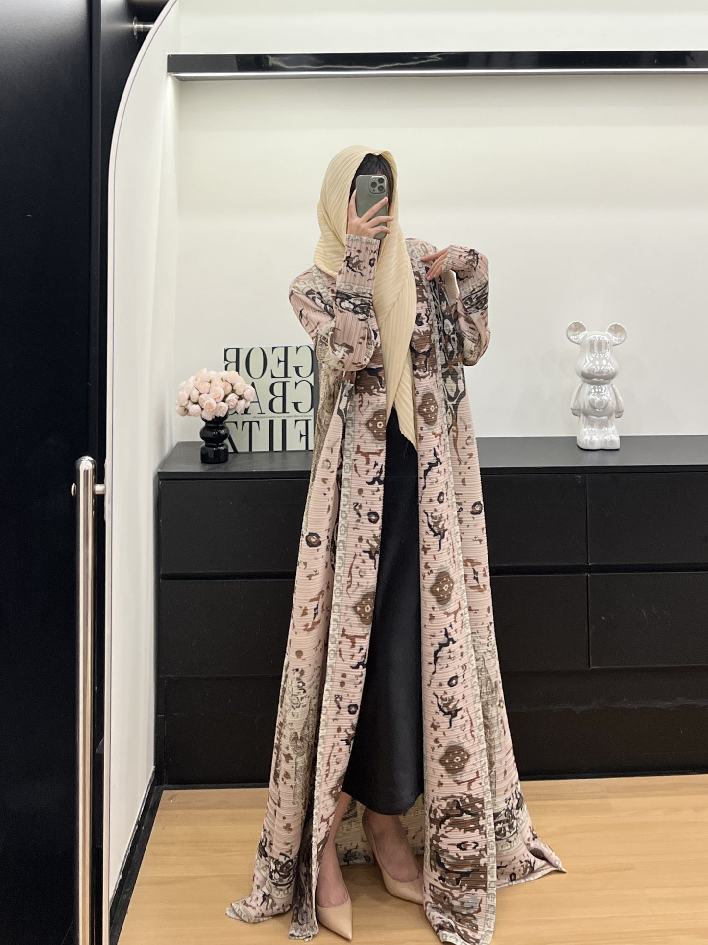 Plus Size Women's Middle Eastern Emirati Abaya Kaftan - Floral Print Loose Fit Draped Lightweight Breathable for Spring Summer Fall, Machine Washable for Daily Wear & Formal Events
