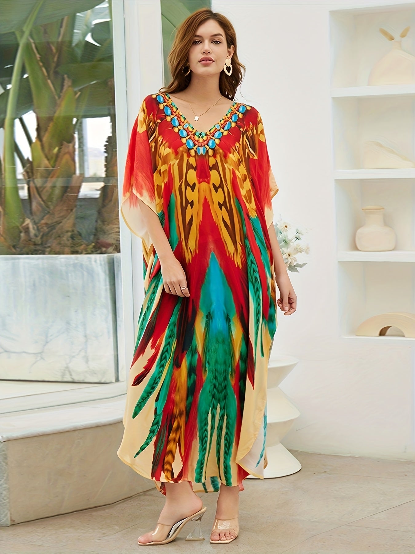 Women Long Kaftan Clothing Roomy Homewear Oversized Maxi Kimono Cover Ups Robes