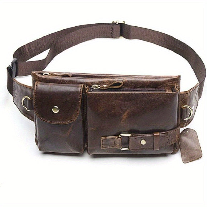 Vintage Waist Bag Fanny Pack for Men & Women - Adjustable Strap, Multiple Zipper Pockets, Slim Durable Design for Hiking, Travel, Outdoor Activities