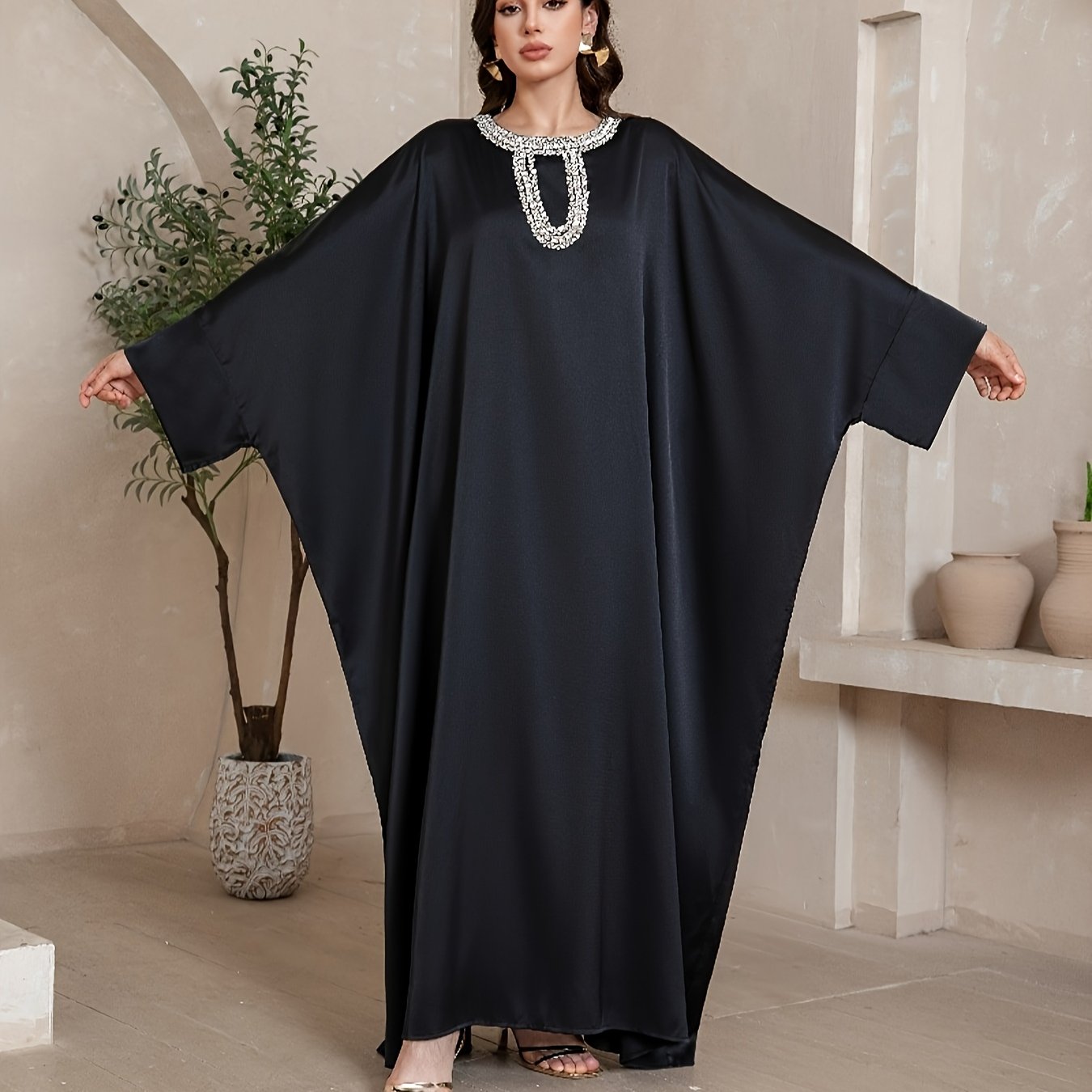 Women's Abaya Islamic Robe - Elegant Long Maxi Kaftan Dress with Floor Coverage, Formal & Everyday Muslim Gown - Machine Washable Islamic Clothing for Women - Non-See Through Islamic Dress