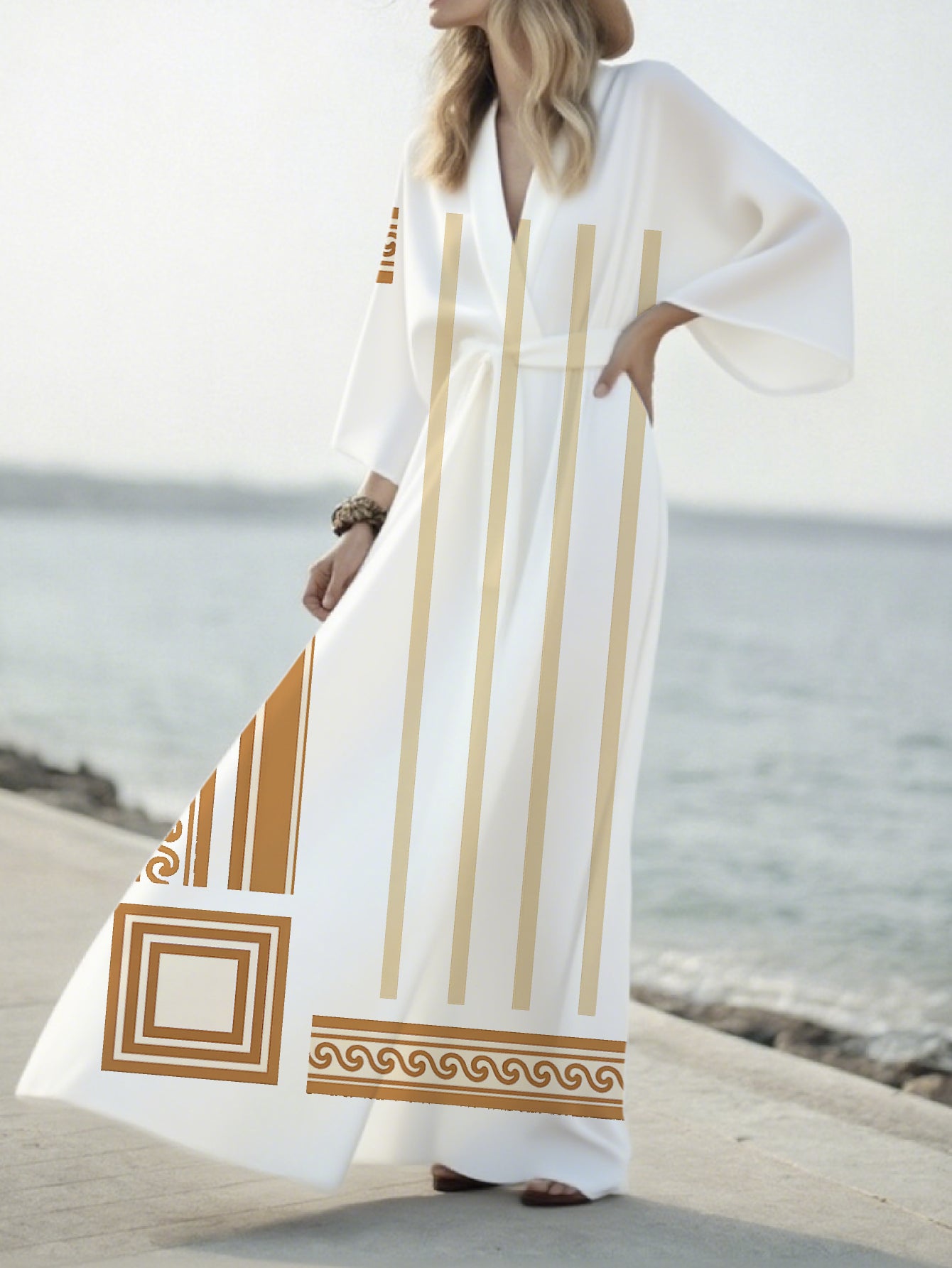 Women's Long Kimono Abaya Boho Floral Print Lightweight Maxi Cardigan, Wide Sleeve Open Front Duster with Belt for Loungewear, Beach Cover-Up Casual Wear