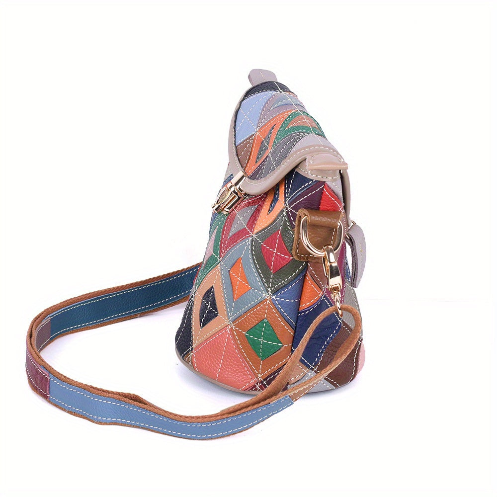 New Genuine Leather Women's bag with cowhide colored casual bag cover for Women's one-shoulder crossbody fashionable small square bag
