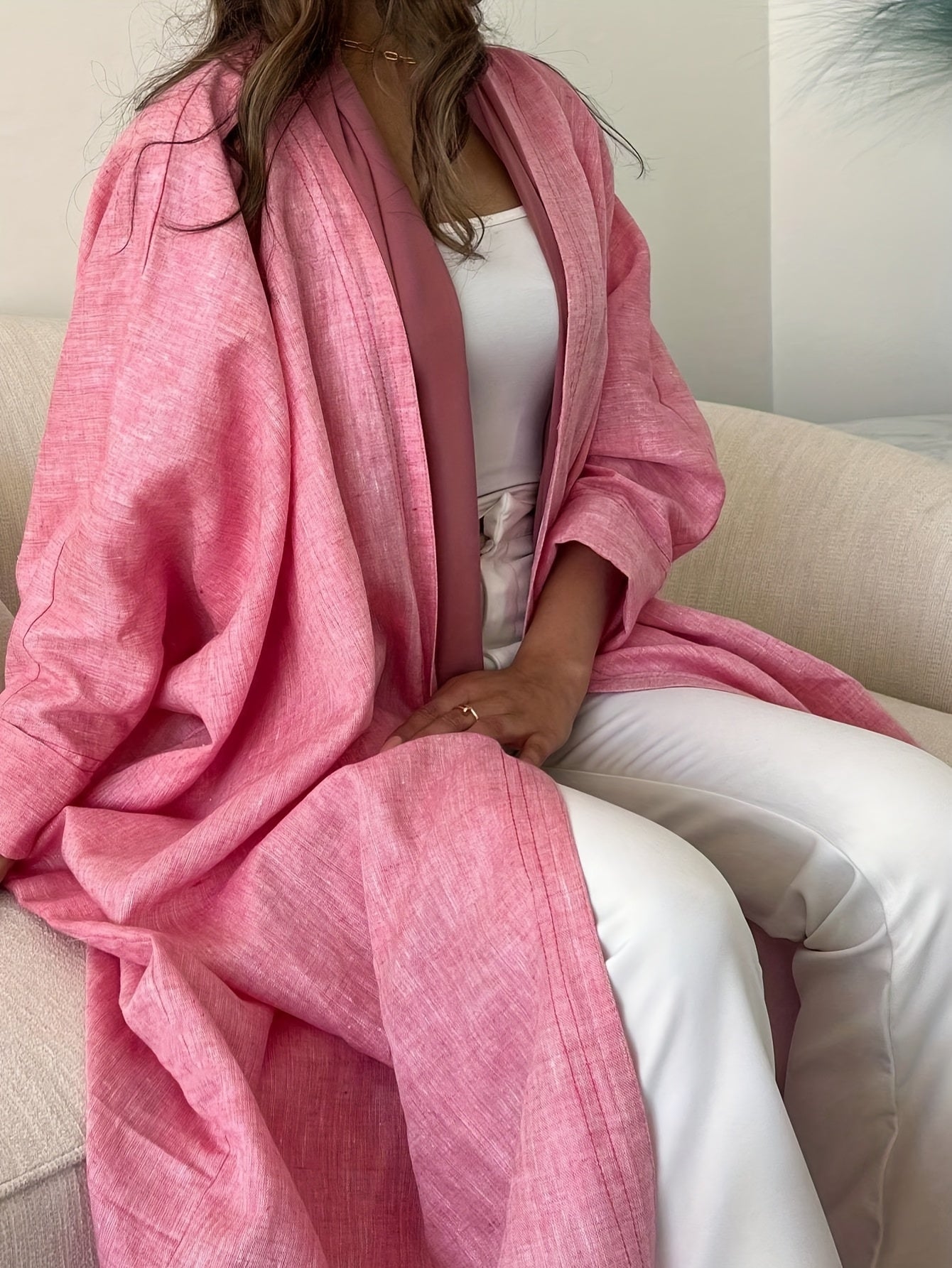 1pc Middle Eastern Women's Elegant Long Sleeve Arabic Abaya - Loose Fit H-Line Long Robe with Solid Color, Hand Wash/Dry Clean, All-Season Traditional Attire, Modest Fashion | Flowing Garment