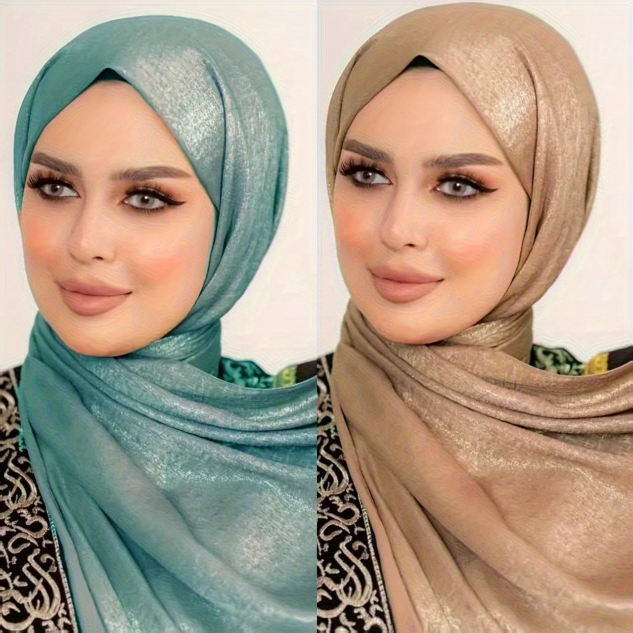 1/2 Pack Non-Stretch Religious Muslim Khimar Abaya, 100% Polyester, Breathable, Handmade, Available in Various Solid Colors, Includes Hand Wash or Professional Dry Clean Care Instructions