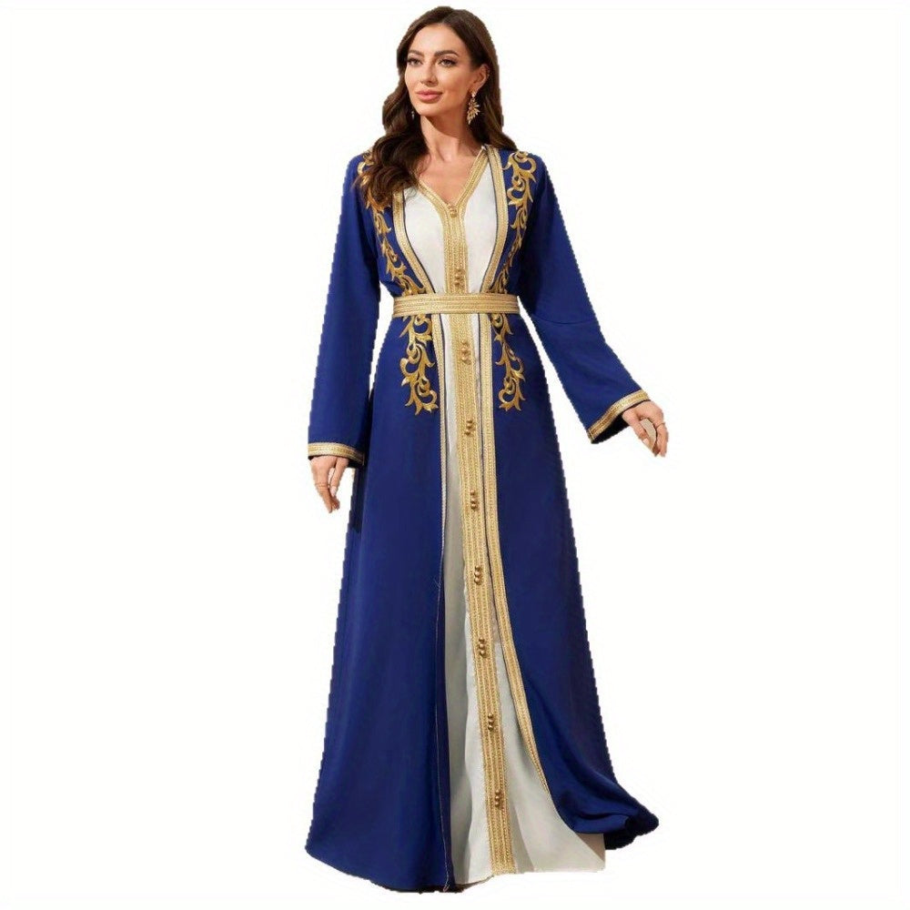 Middle East Women's Abaya Gowns Arabian Dubai Robe Fashion Embroidered Lace Dress Sub Two Piece Set Costumes Accessories