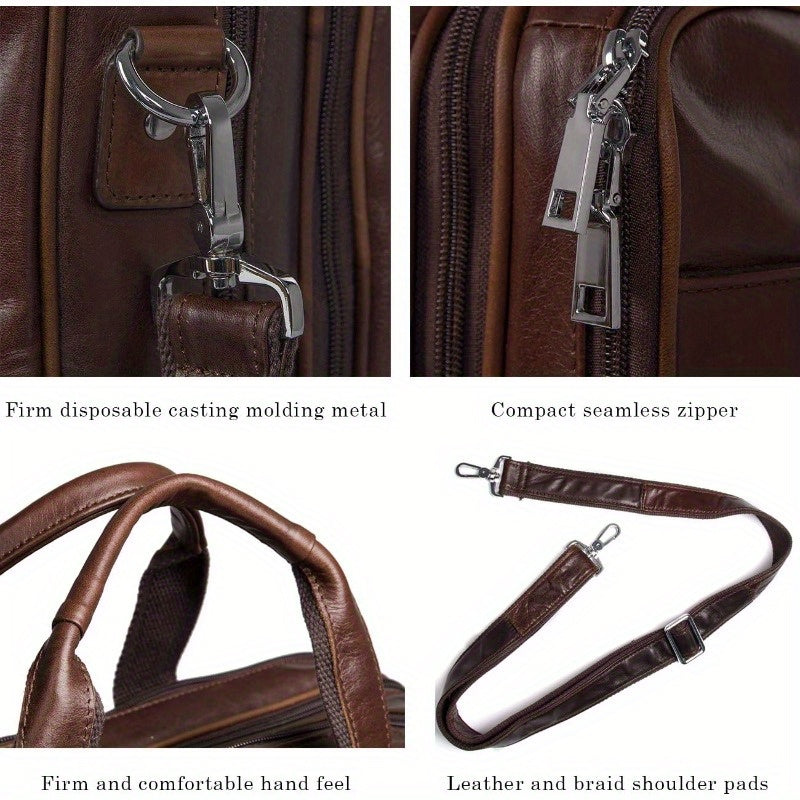 Business Travel Briefcase Leather Duffel Bags for Men Laptop Bag fits 15.6 inches Laptop