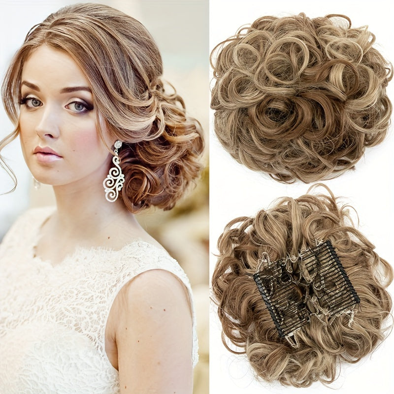 Curly Bun Extensions Scrunchie Combs In Messy Bun Hair Piece For Women